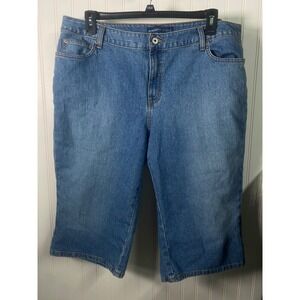 Avenue Jeans Womens 18W Blue Denim Bermuda Shorts Medium Wash Stretch Capris